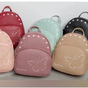 🌸. 316.  Cute Butterfly Small Backpack - Pink